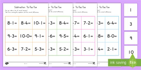 Subtraction Tic Tac Toe | Math and Counting | Twinkl USA