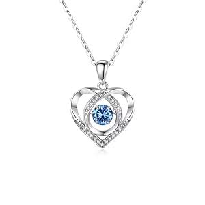 brd jewelry 925 Sterling Silver Blue Diamond Heart Pendant Necklace For ...