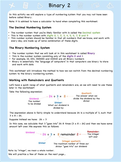 Image result for Binary Problem Sheets