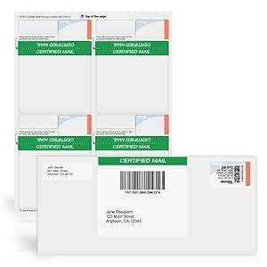 Certified Mail Printable Labels, 25 Sheets, for Stamps.com & Endicia ...