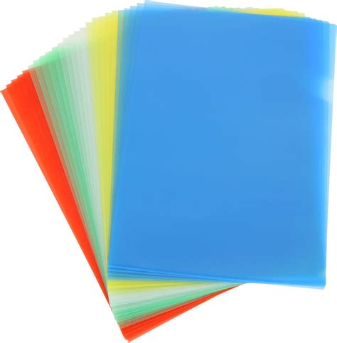 ZOFUN 75 Pcs Plastic Folders A4, 5 Colours A4 Plastic Sleeves for File ...