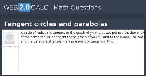 View question - Tangent circles and parabolas