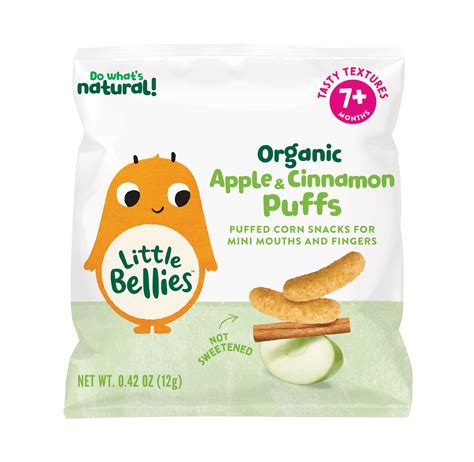 Little Bellies Organic Apple & Cinnamon Puffs Snack, 0.42 oz Bag ...