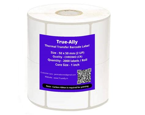 True-Ally 50x50 Thermal Transfer (CHROMO) Square Barcode Label Sticker ...
