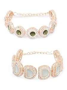 ZAVERI PEARLS Set Of 2 Green Multistrand Artificial Stones & Beads ...