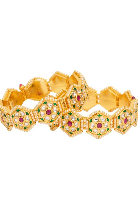 Vivinia - Gold Plated Red Stone Bangles - Elahe