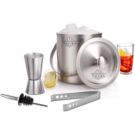 Buy Dynore Stainless Steel 2 pc Black Color bar Set - Double Wall Ice ...