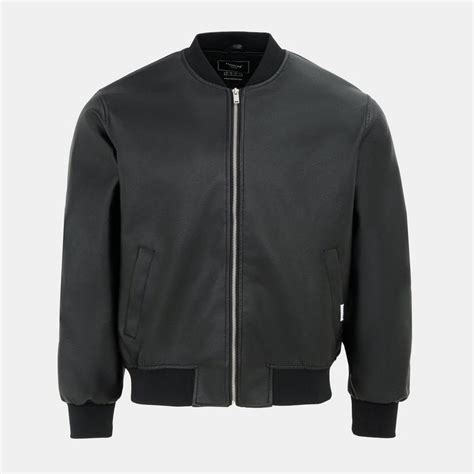 Firetrap | Men's PU Quilt Faux Leather Funnel Neck Bomber Jacket ...