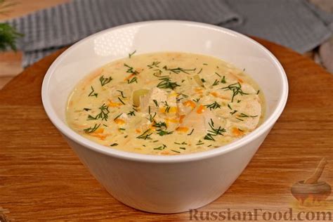 Рецепт: Куриный суп с плавленым сыром и рисом на RussianFood.com
