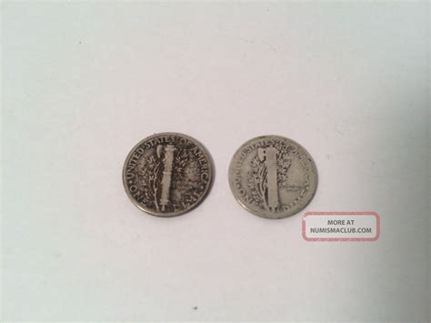 1920 D & 1943 Silver Mercury United States Dimes (2)