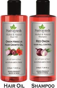 Satvayush Herbal Red Onion Shampoo & Onion Hibiscus Anti Dandruff Hair ...