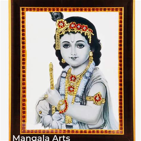 Buy Online Flute Krishna Tanjore Painting | Mangala Arts