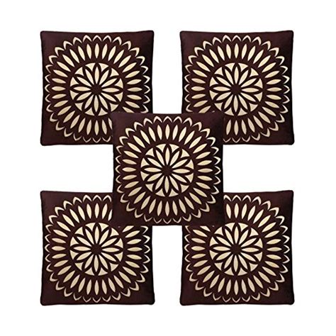 Buy Keoti Coffee Color Sunflower Design Velvet Cushion Covers (16X16 ...