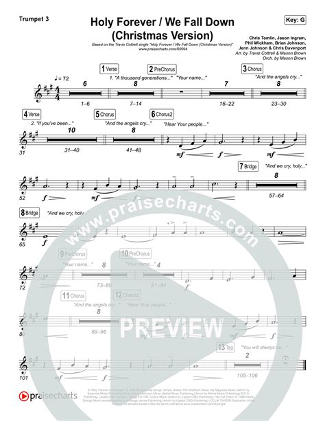 Holy Forever / We Fall Down (Christmas Version) (Choral/SATB) Trumpet ...