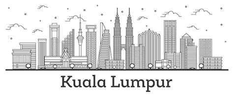 Outline kuala lumpur malaysia city skyline with modern buildings ...
