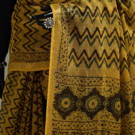 Kutch Ajrakh Hand Block Print Natural Dyed Kota Doria Cotton Saree