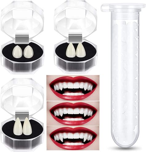 Buy Vampire Teeth, 3 Sizes Custom Vampire Fangs Fake Dentures with 1 ...