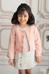 Buy Pink Faux Leather Textured Full Sleeve Jacket For Girls by Ruchika ...