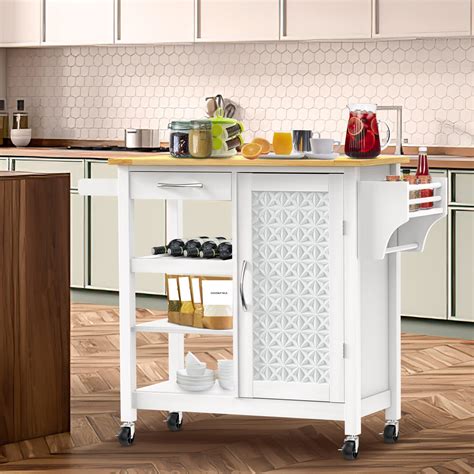 Codesfirkitchen Island On Wheels With Storage Drawer And Cabinet ...