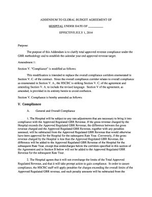 Fillable Online 4-Addendum to Section 5 of Global Budget Agreements ...