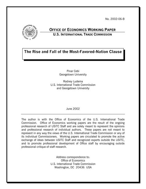 The Rise and Fall of the Most-Favored-Nation Clause - No. 2002-06-B ...