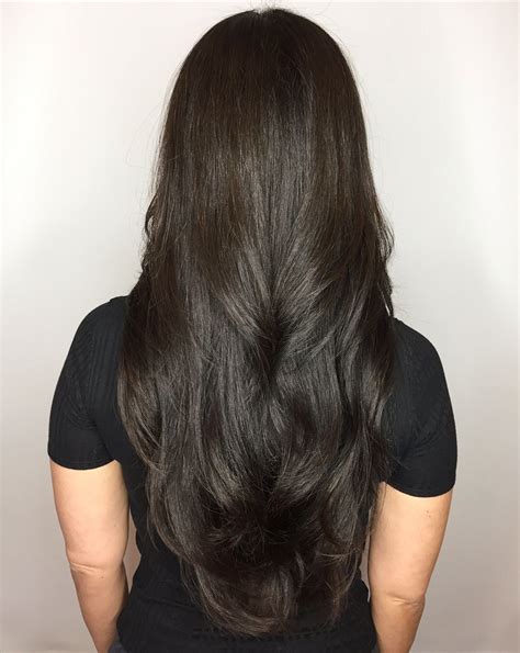 Long Layers Dark Espresso Brown Color | Espresso hair color, Deep brown ...