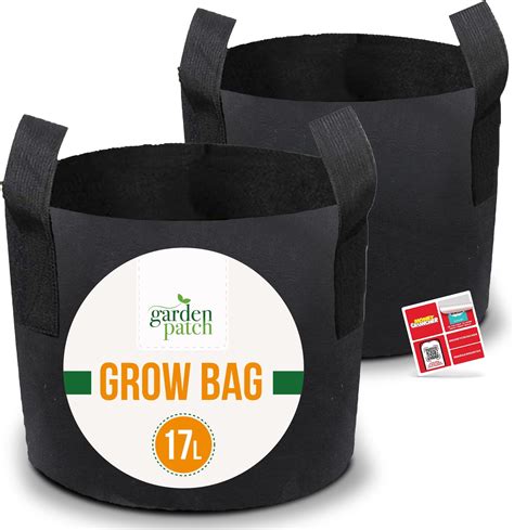 SOL 2pk 17L Fabric Grow Bags Ideal for Potato Planters & Vegetable ...