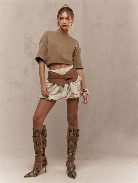 MISSGUIDED Bubble Hem Metallic Finish Denim Mini Skirts With Pockets ...