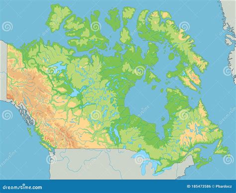 High Detailed Canada Physical Map. Stock Vector - Illustration of canada, cartography: 185473586