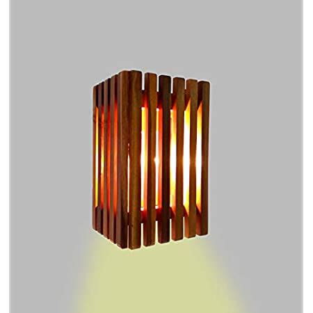 Artica Oak Wood Rectangular Wall Mount Led Lamp for Bedroom Living Room ...