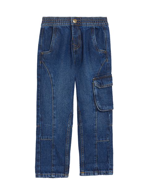 Buy Relaxed Denim Cargo Jeans at Marks & Spencer