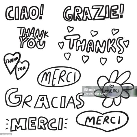 Ciao Merci Gracias Grazie Words In Italian French Spanish Portuguese In ...