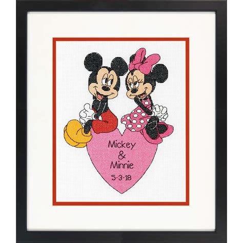 Dimensions Mickey Mouse And Minnie Mouse Wedding Record Counted Cross ...