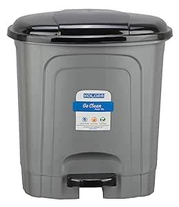 Dhwani Enterprise Plastic pedal Dustbin Round shape 30ltr grey : Amazon ...