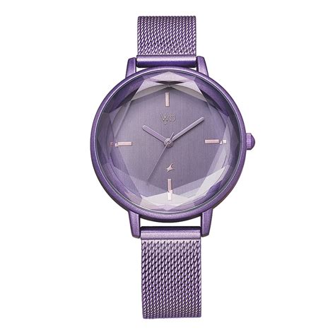 Buy Online Fastrack Vyb Aurora Quartz Analog Purple Dial Stainless ...