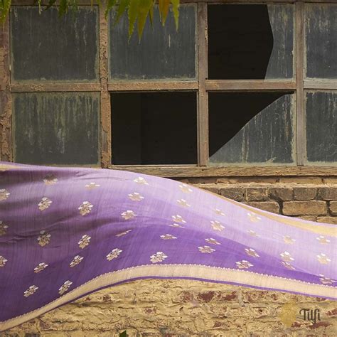 Lavender - Purple Pure Tussar Georgette Silk Banarasi Handloom Saree ...