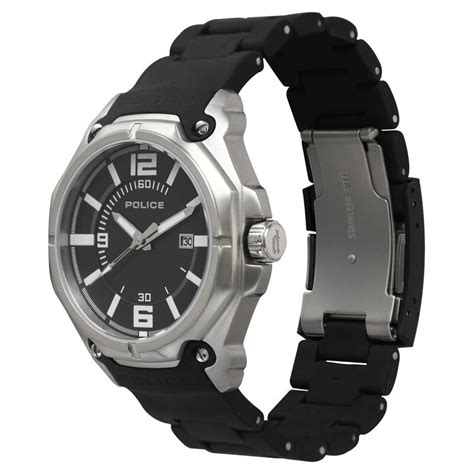 Buy Online Police Quartz Analog with Date Black Dial Plastic Strap ...