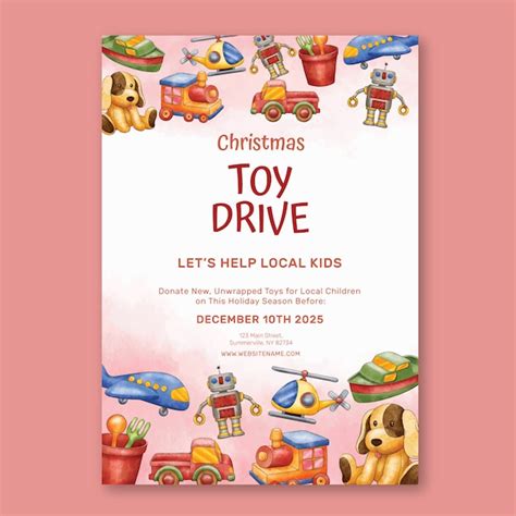 Aquarell Weihnachtsspielzeug Drive Poster Vorlage | Premium Vektor