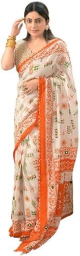 Buy RADHA LAKSHMI Pure Soft Cotton Ikkat Tiranga Print Women's Saree ...