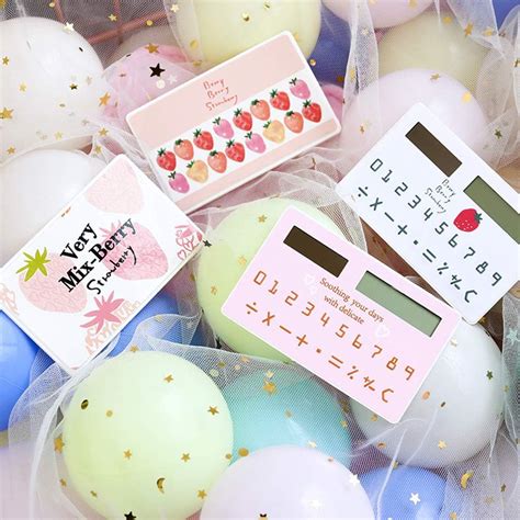 Buy DSstyles Mini Card Solar Calculator 8-Digit Cartoon Cute Portable ...