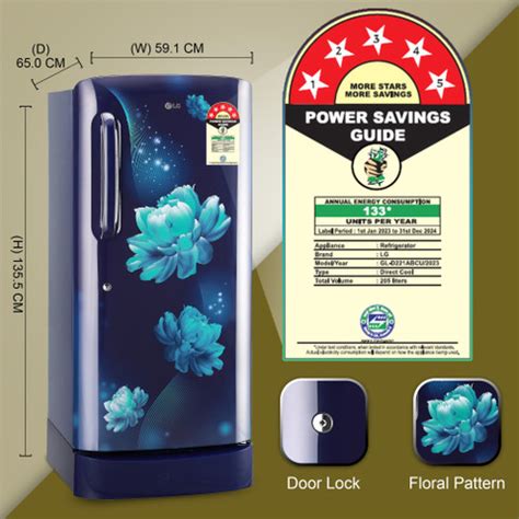 LG 205 L Direct Cool Single Door 5 Star Refrigerator with Base Drawer ...