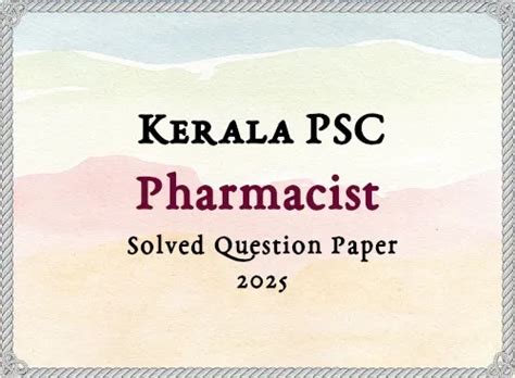 Kerala PSC Pharmacist Answer Key | 27/11/2025