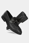 Buy Black Textured Leather Loafers For Men by Lafattio Online at Aza ...