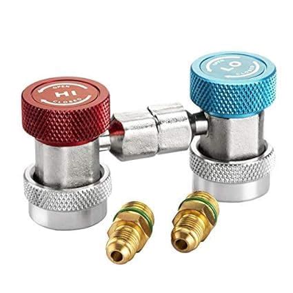 ADJUSTABLE R134A ADAPTER FITTINGS QUICK COUPLER HIGH LOW AC FREON ...