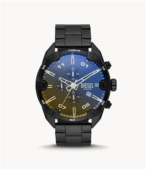 Diesel Spiked Chronograph Black-Tone Stainless Steel Watch DZ4609i