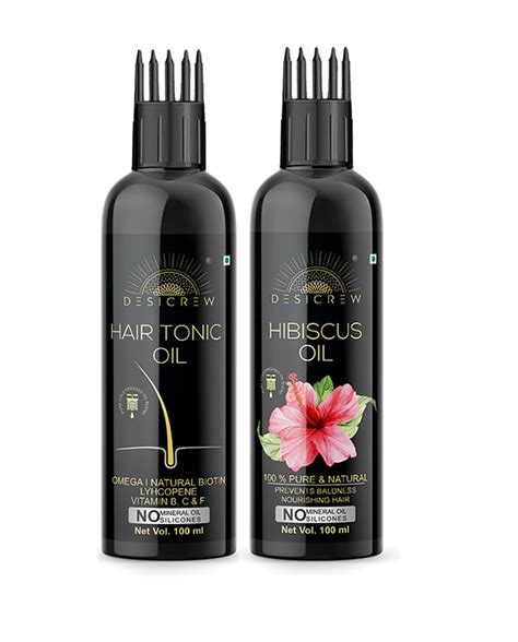 Buy Desicrew Pure Hair Tonic & Hibiscus Cold Pressed Hair oil with ...