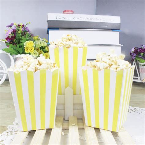 12 Pcs Popcorn Boxes Small Popcorn Bags Striped Paper Popcorn Bags ...