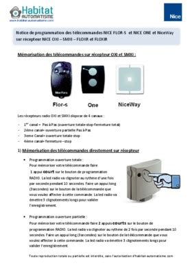 Image result for Programmation Télécommande Nice