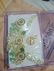 ZAVERI PEARLS Turquoise Blue & Green Meenakari Cascading Waterfall ...