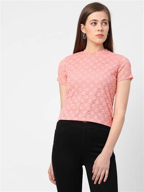 Buy Women Solid Polyester Round Neck Regular Crop Top | Kraus Jeans